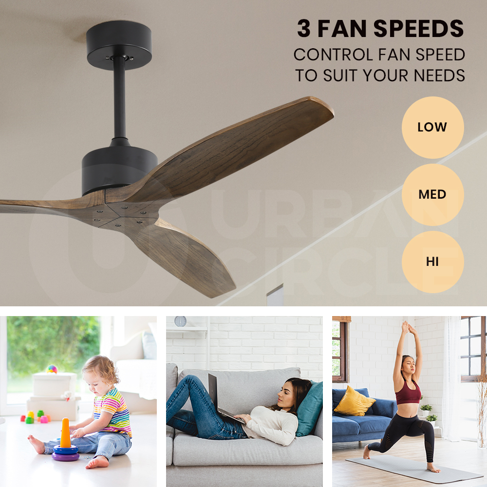 Krear 52" Inch Ceiling Fan Wooden Blades DC Motor Fans Light LED Remote Control - Picture 27 of 312