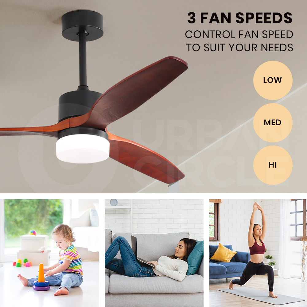 Krear 52" Inch Ceiling Fan Wooden Blades DC Motor Fans Light LED Remote Control - Picture 39 of 312