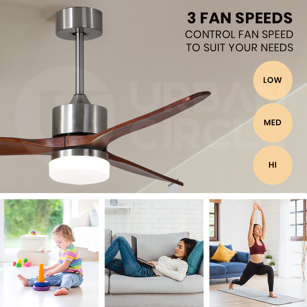 Krear 52" Inch Ceiling Fan Wooden Blades DC Motor Fans Light LED Remote Control - Picture 51 of 312