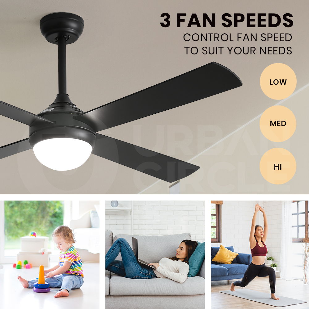 Krear 52" Inch Ceiling Fan Wooden Blades DC Motor Fans Light LED Remote Control - Picture 63 of 312