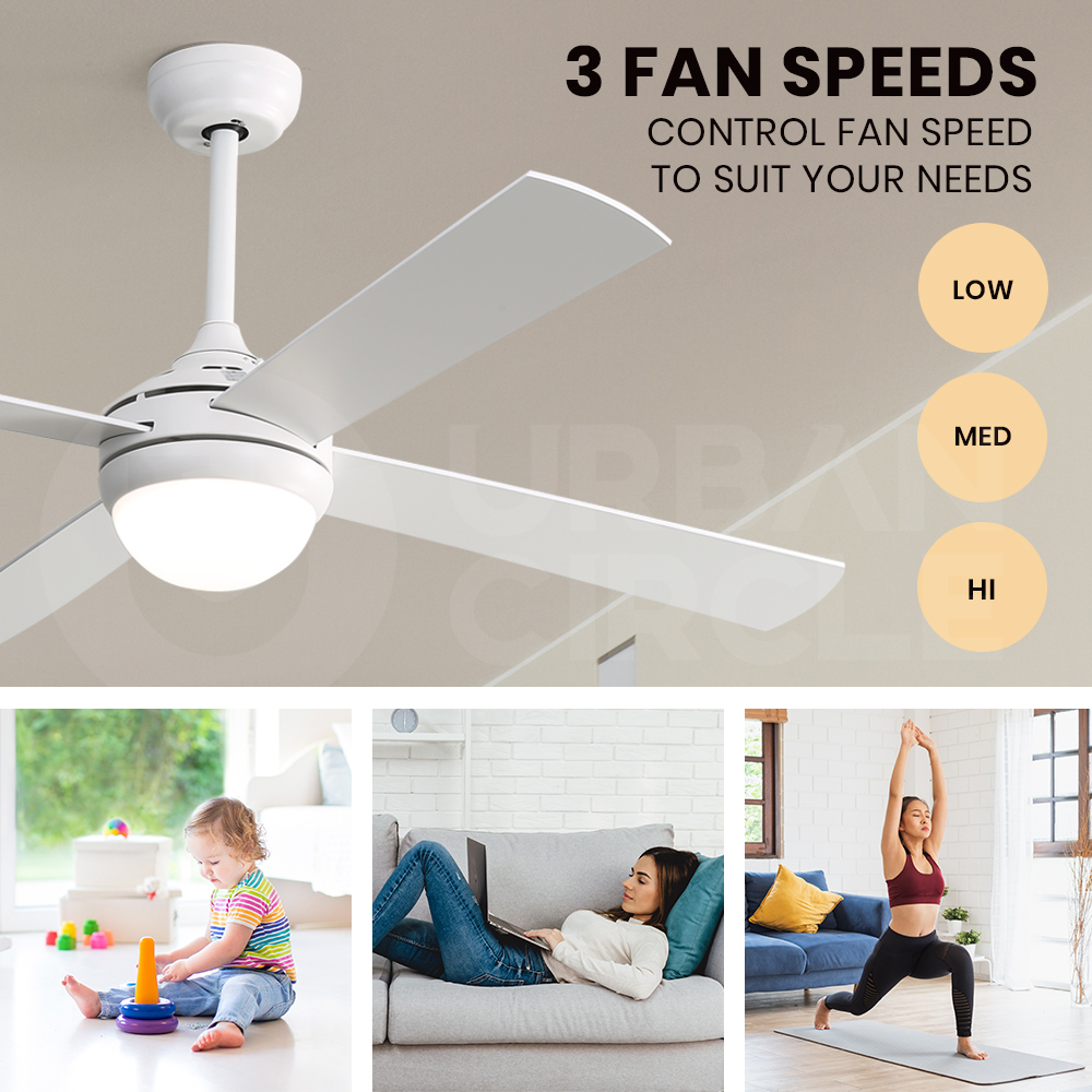Krear 52" Inch Ceiling Fan Wooden Blades DC Motor Fans Light LED Remote Control - Picture 75 of 312