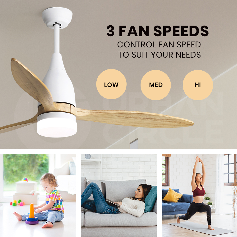 Krear 52" Inch Ceiling Fan Wooden Blades DC Motor Fans Light LED Remote Control - Picture 87 of 312