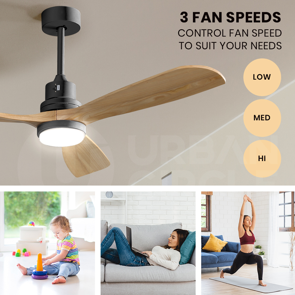 Krear 52" Inch Ceiling Fan Wooden Blades DC Motor Fans Light LED Remote Control - Picture 99 of 312