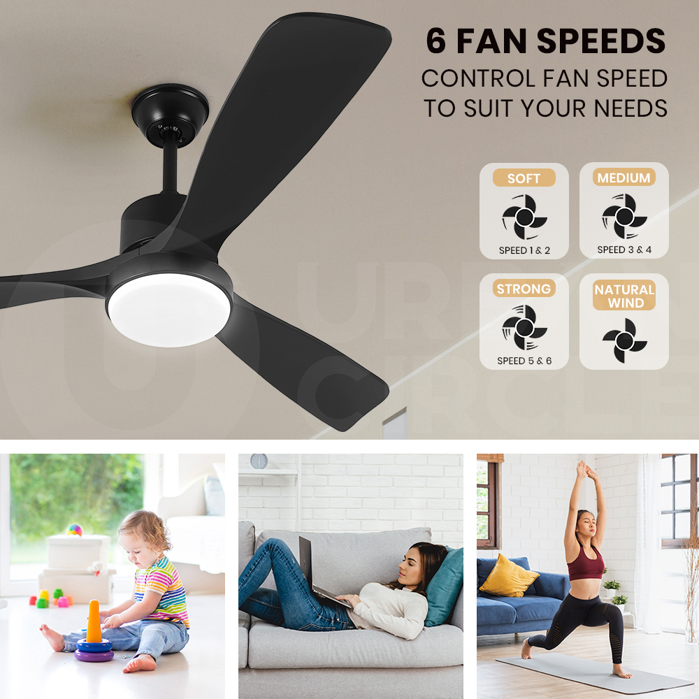 Krear Ceiling Fan With Light Remote Control 52'' DC Wood Blade Strong Wind Timer - Picture 14 of 55