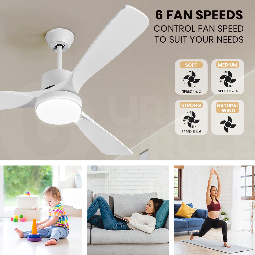 Krear Ceiling Fan With Light Remote Control 52'' DC Wood Blade Strong Wind Timer - Picture 47 of 55