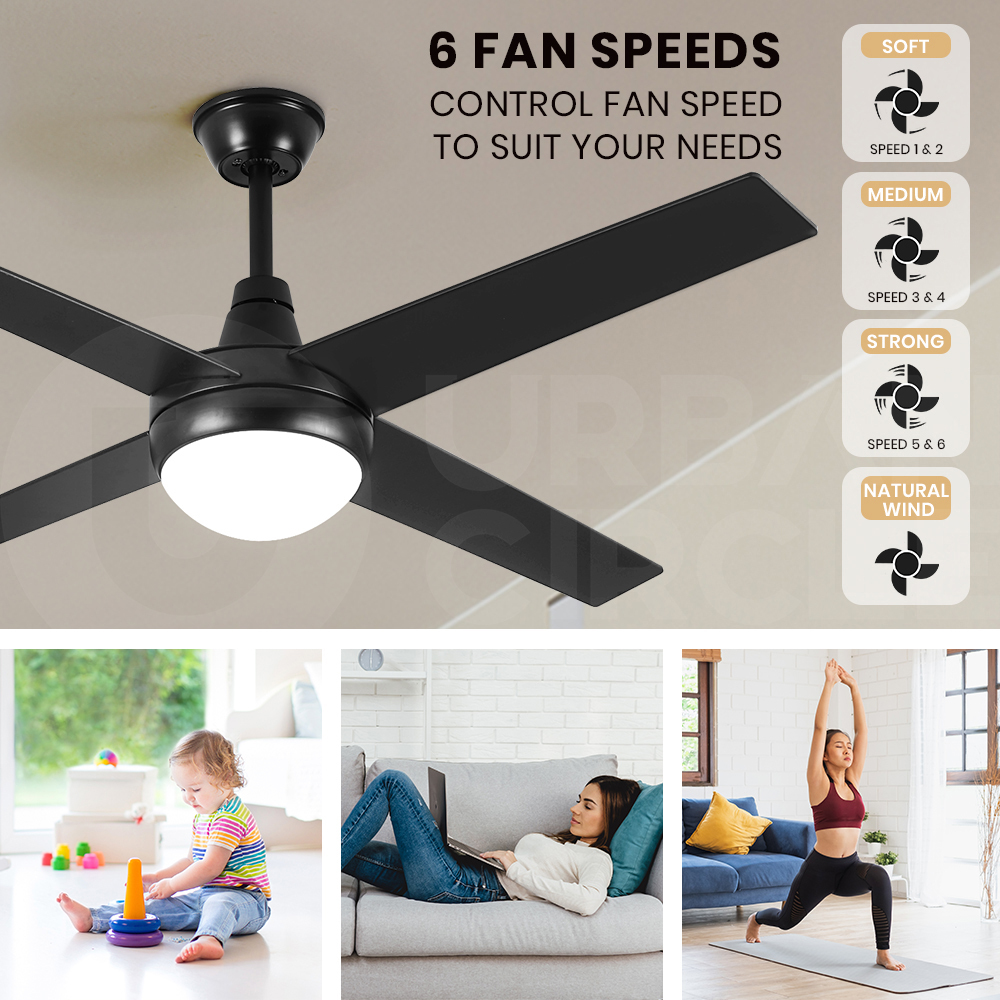 Krear 52'' Ceiling Fan with LED Light Remote Control Fans 4 Wood Blades 1320mm - Picture 14 of 88