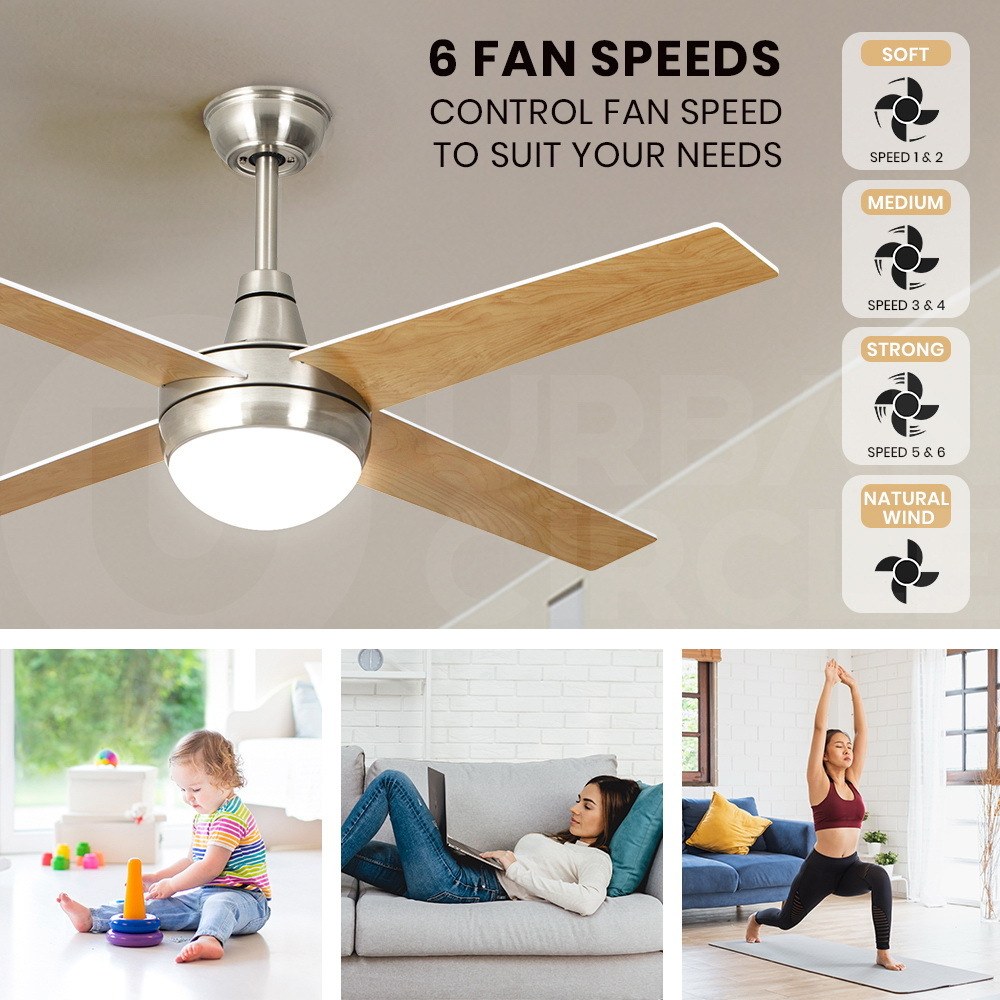 Krear 52'' Ceiling Fan with LED Light Remote Control Fans 4 Wood Blades 1320mm - Picture 36 of 88