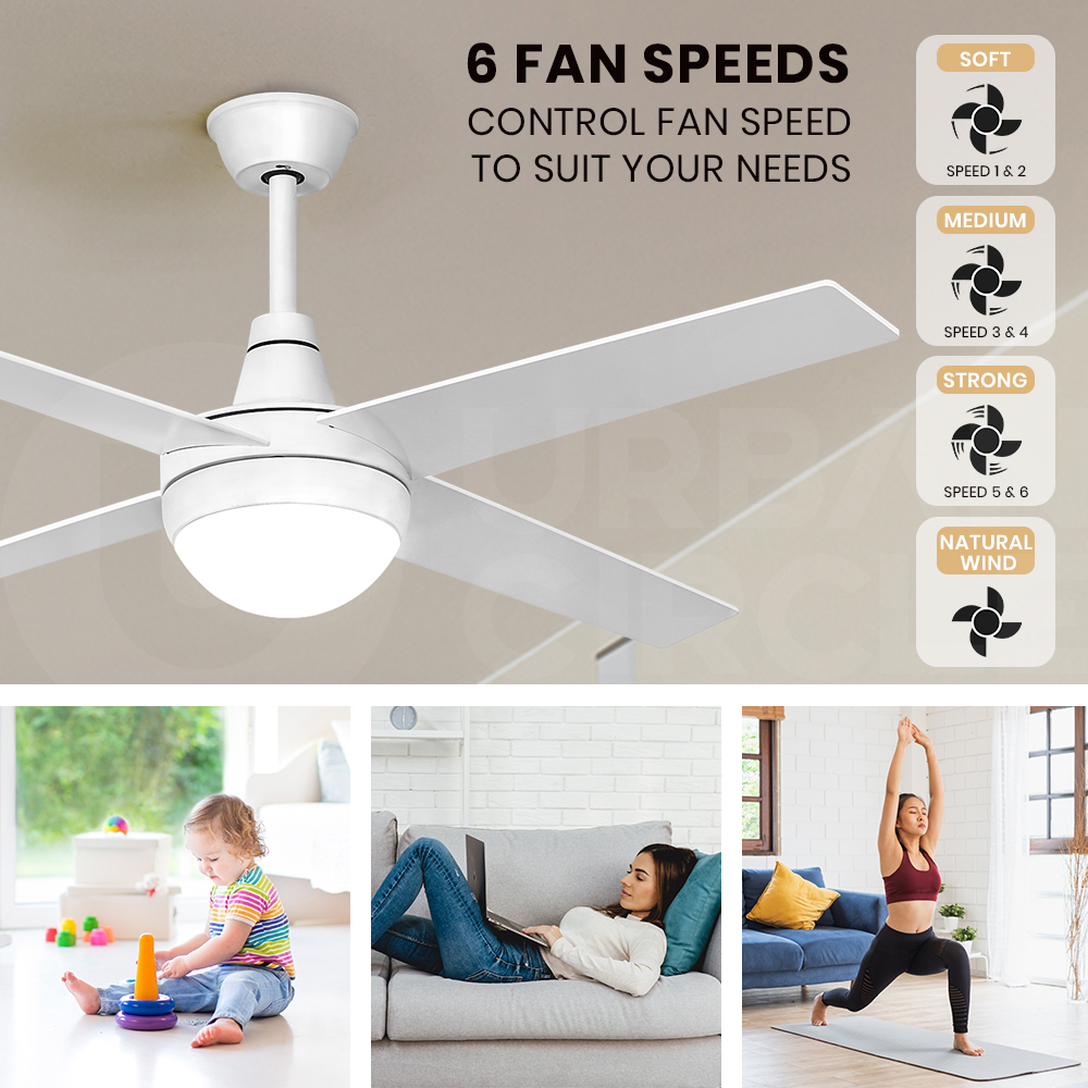 Krear 52'' Ceiling Fan with LED Light Remote Control Fans 4 Wood Blades 1320mm - Picture 47 of 88