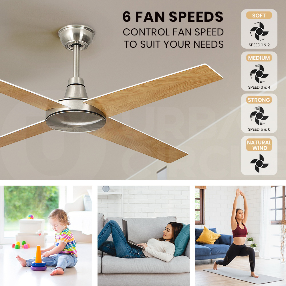 Krear 52'' Ceiling Fan with LED Light Remote Control Fans 4 Wood Blades 1320mm - Picture 69 of 88