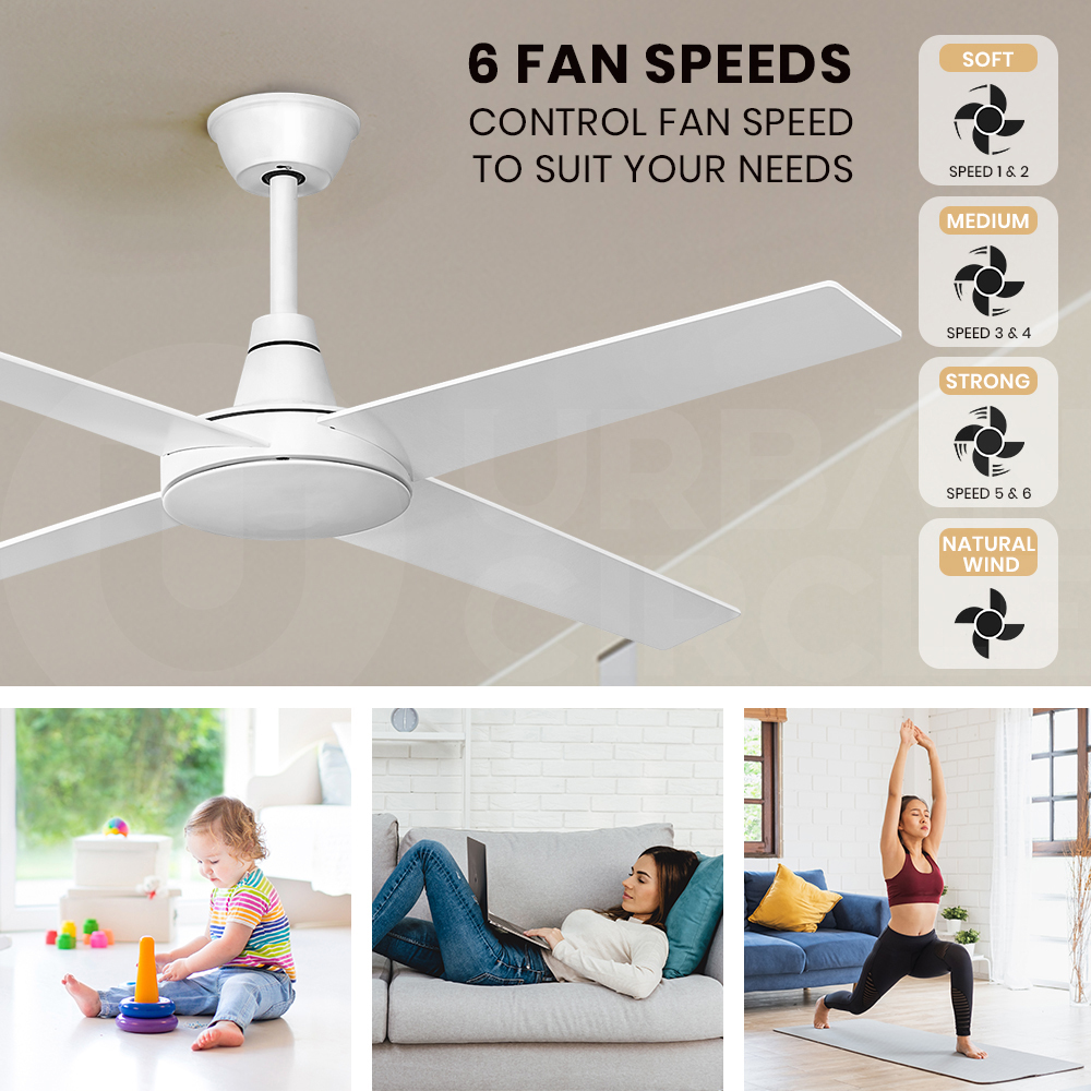Krear 52'' Ceiling Fan with LED Light Remote Control Fans 4 Wood Blades 1320mm - Picture 80 of 88