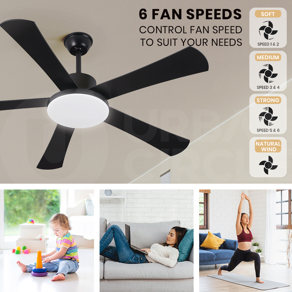 Krear 52" Inch Ceiling Fan Wooden Blades DC Motor Fans Light LED Remote Control - Picture 267 of 312