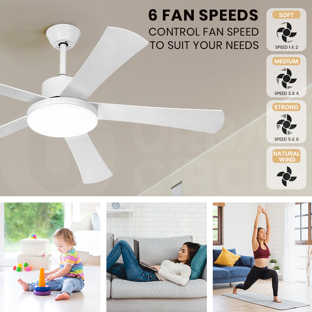 Krear 52" Inch Ceiling Fan Wooden Blades DC Motor Fans Light LED Remote Control - Picture 279 of 312