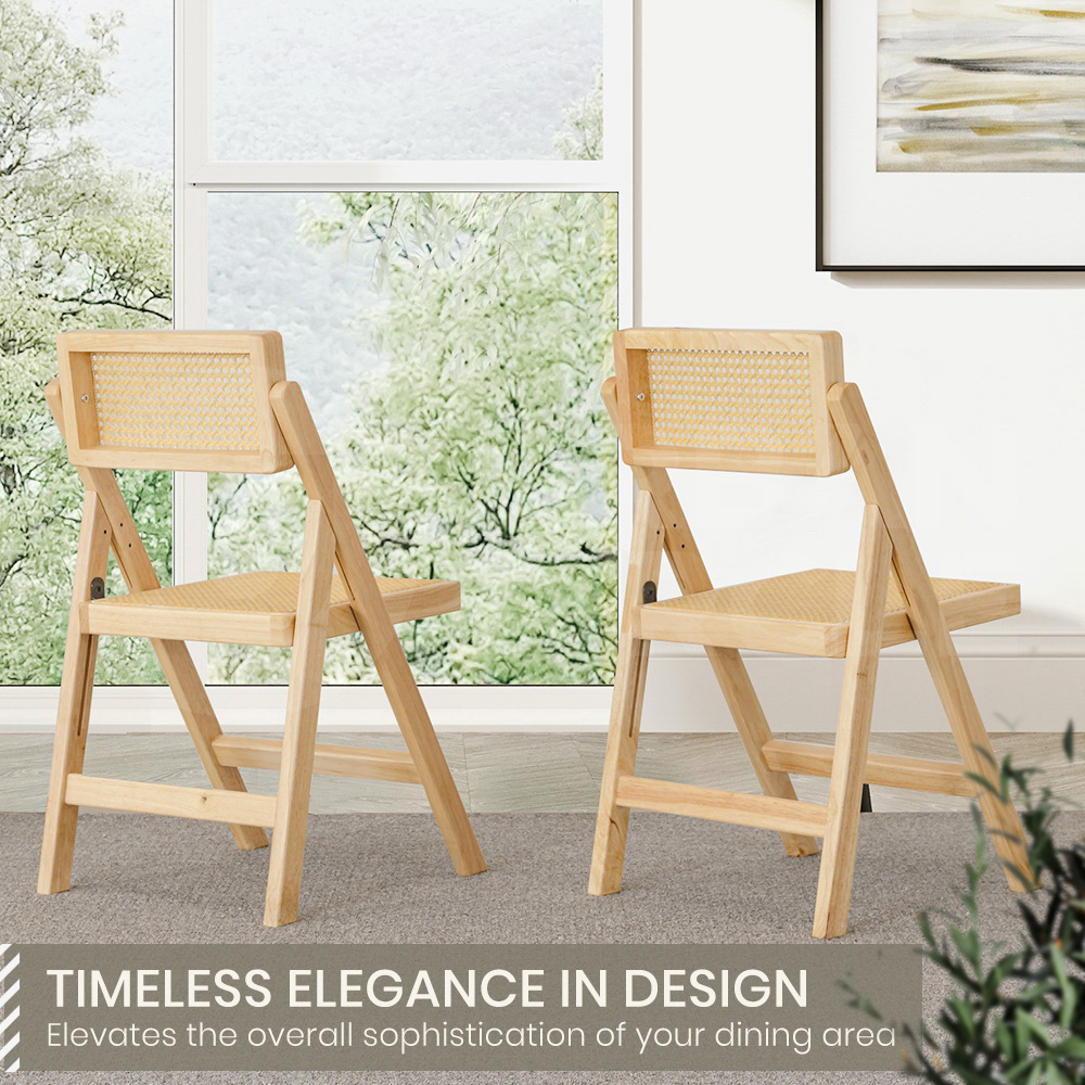 Furb 2x Dining Chairs Rattan Chair Wooden Accent Chair Oak - Picture 12 of 45