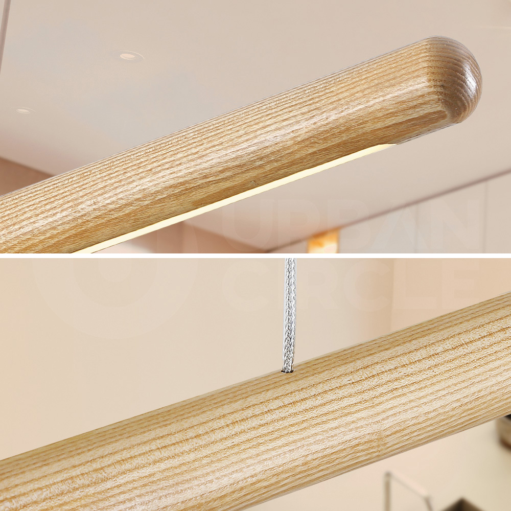 Krear Wooden Pendant Light Solid Wood LED Strips Linear Lighting 1.2M/1.5M/1.8M - Picture 14 of 197