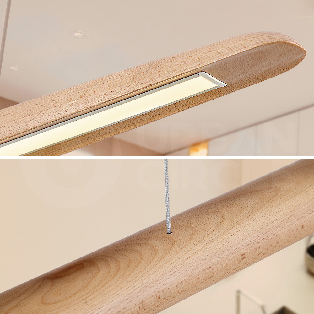 Krear Wooden Pendant Light Solid Wood LED Strips Linear Lighting 1.2M/1.5M/1.8M - Picture 56 of 197