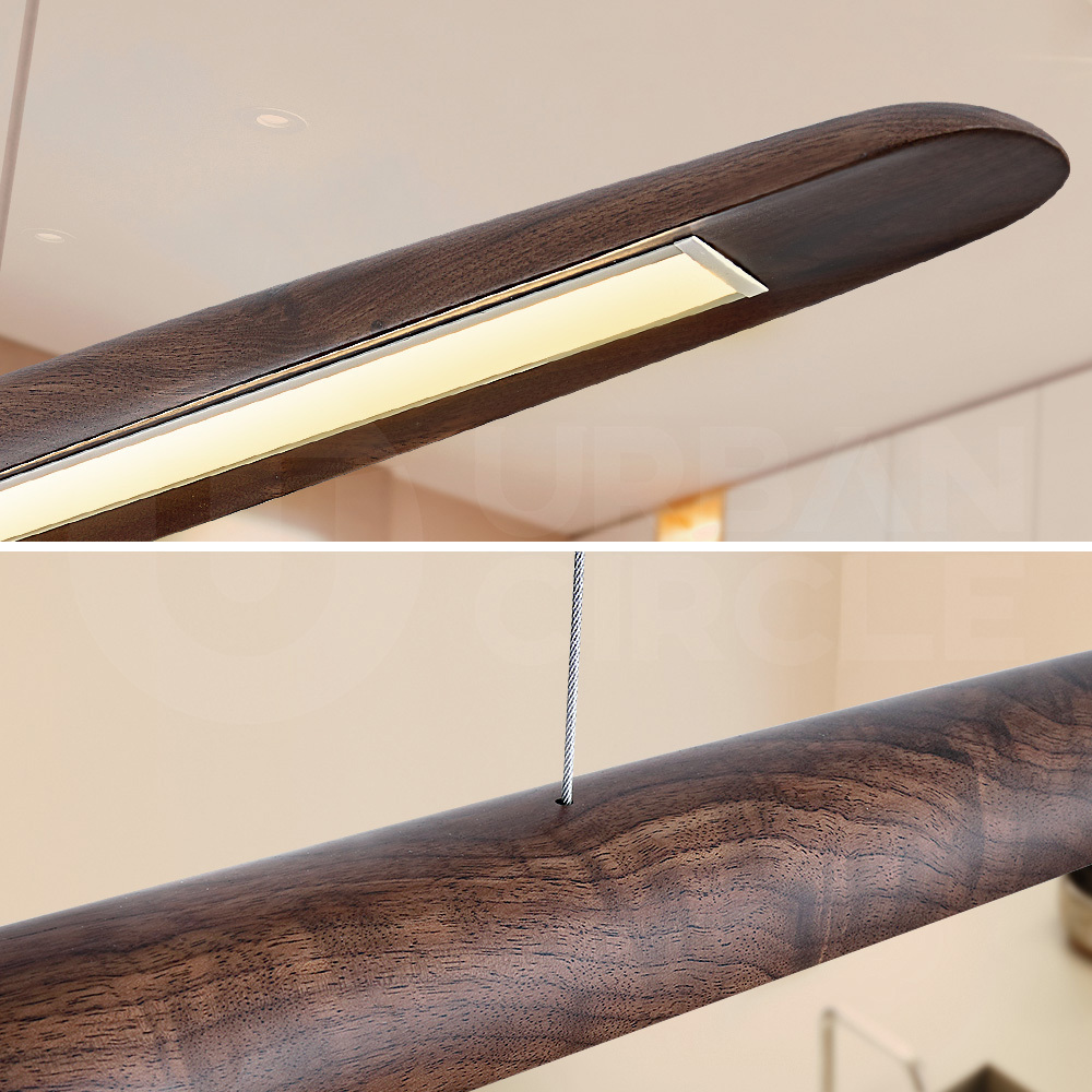 Krear Wooden Pendant Light Solid Wood LED Strips Linear Lighting 1.2M/1.5M/1.8M - Picture 62 of 197