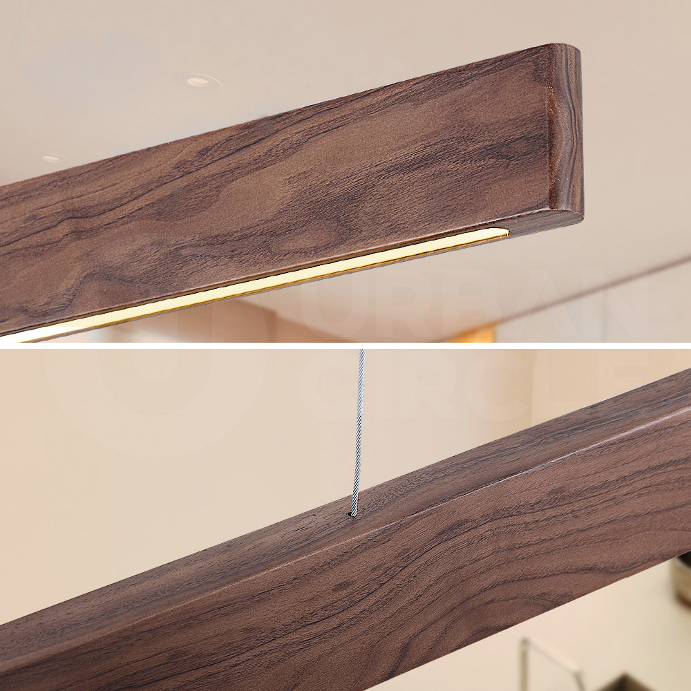 Krear Wooden Pendant Light Solid Wood LED Strips Linear Lighting 1.2M/1.5M/1.8M - Picture 98 of 197