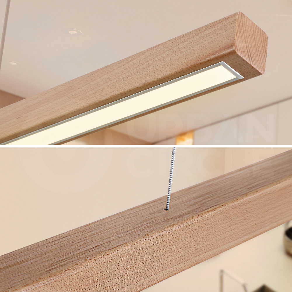 Krear Wooden Pendant Light Solid Wood LED Strips Linear Lighting 1.2M/1.5M/1.8M - Picture 128 of 197