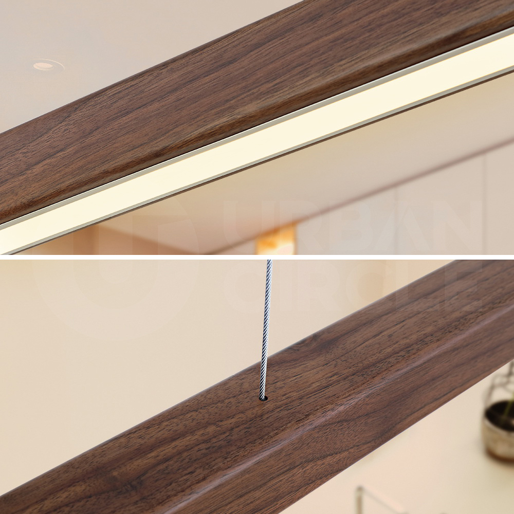 Krear Wooden Pendant Light Solid Wood LED Strips Linear Lighting 1.2M/1.5M/1.8M - Picture 134 of 197