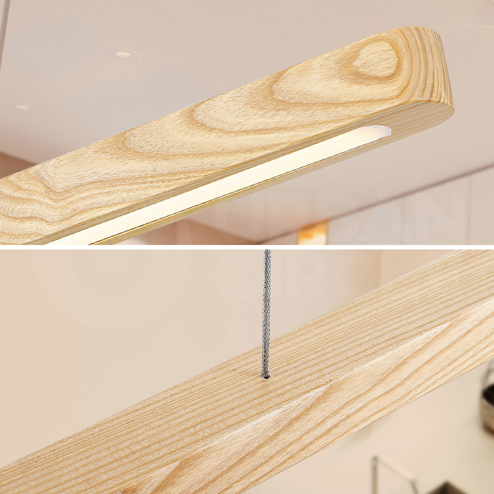 Krear Wooden Pendant Light Solid Wood LED Strips Linear Lighting 1.2M/1.5M/1.8M - Picture 164 of 197