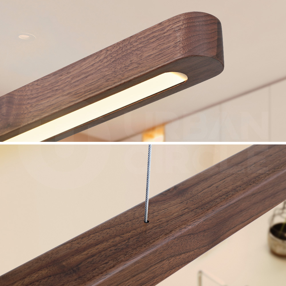 Krear Wooden Pendant Light Solid Wood LED Strips Linear Lighting 1.2M/1.5M/1.8M - Picture 182 of 197