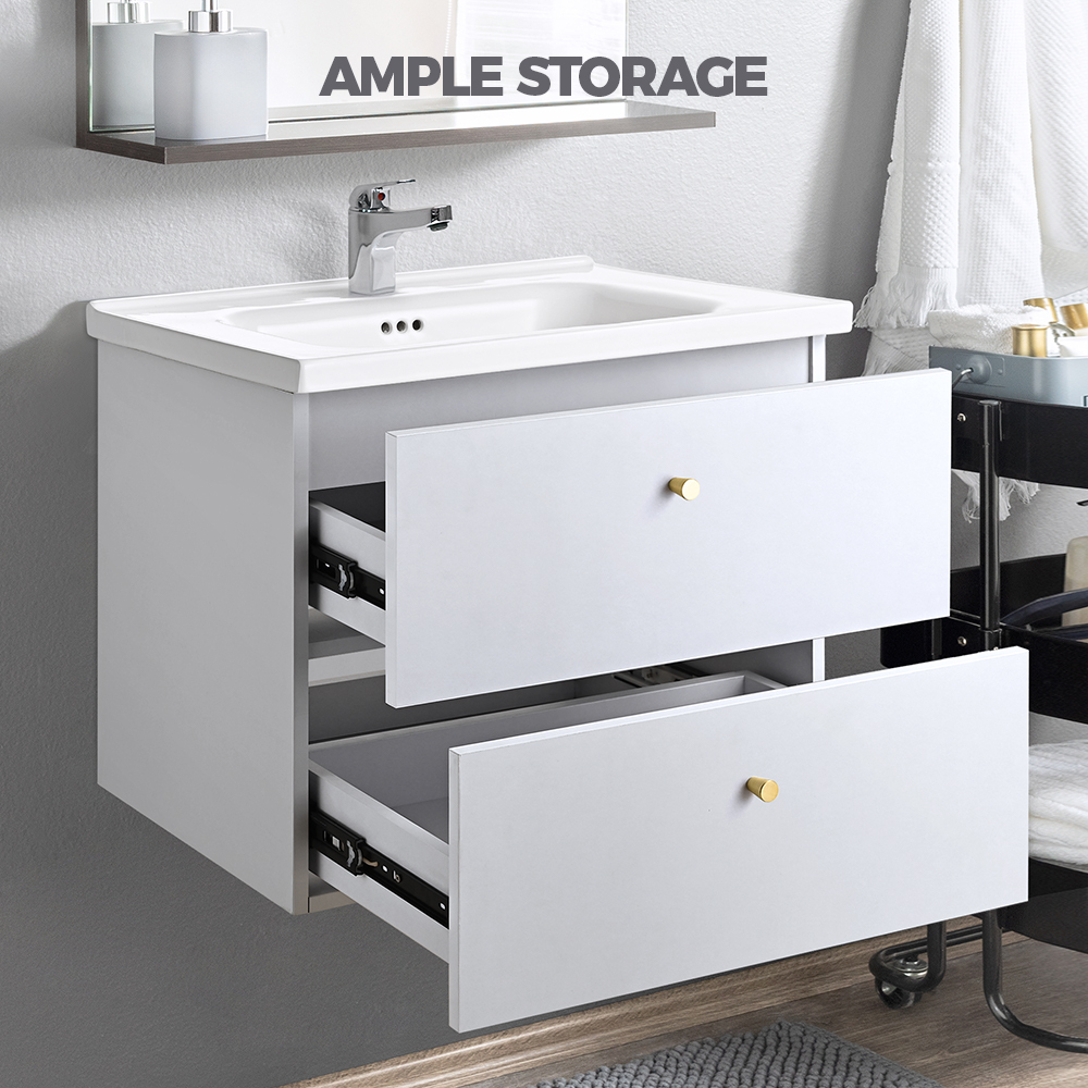 Simplus Bathroom Vanity Unit Sink With Ceramic Basin Cabinet Storage Wall Hung - Picture 14 of 80