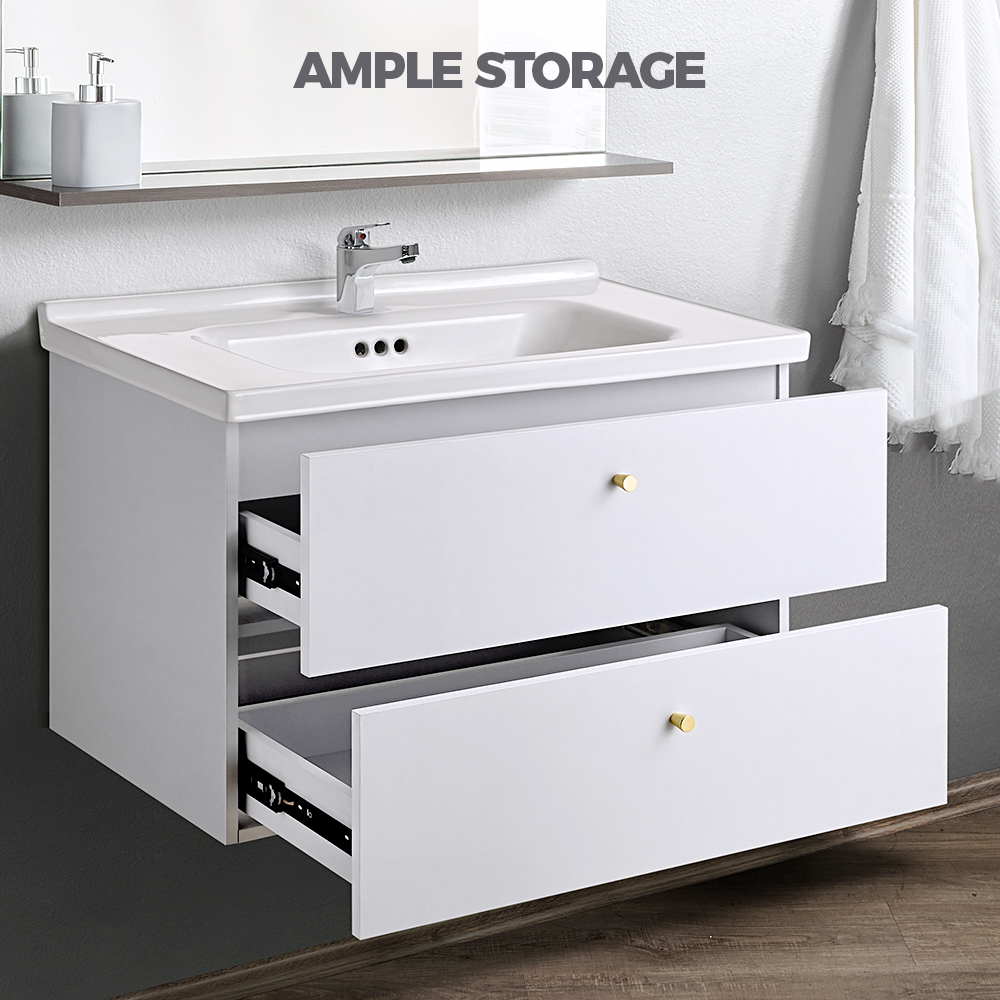 Simplus Bathroom Vanity Unit Sink With Ceramic Basin Cabinet Storage Wall Hung - Picture 34 of 80