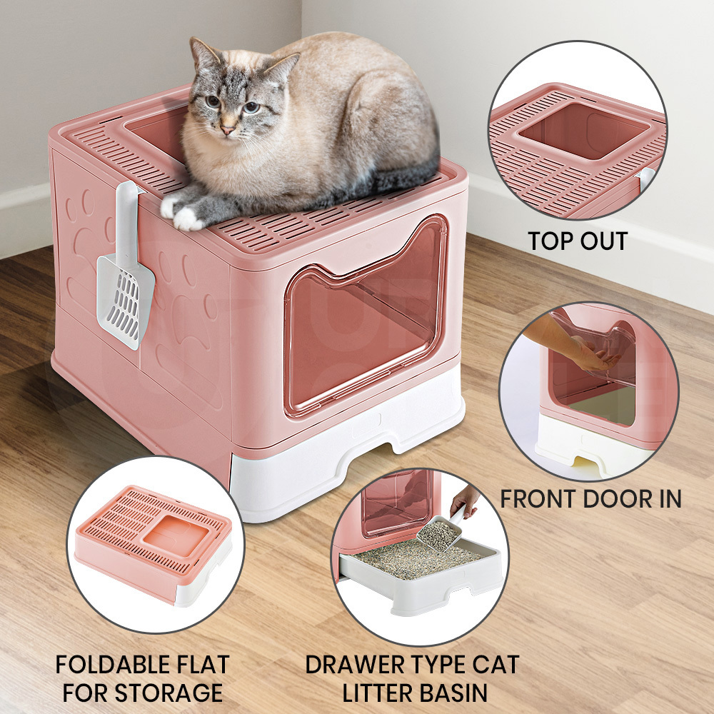 Taily Foldable Cat Litter Box Enclosed Kitty Toilet Hooded Tray Kit