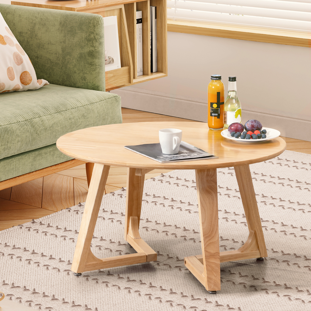 Furb Round Coffee Table Wooden End Table Side Table for Home Living Room 60/80CM - Picture 37 of 55