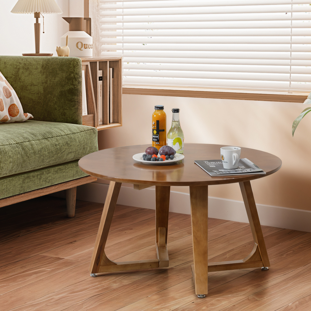Furb Round Coffee Table Wooden End Table Side Table for Home Living Room 60/80CM - Picture 48 of 55