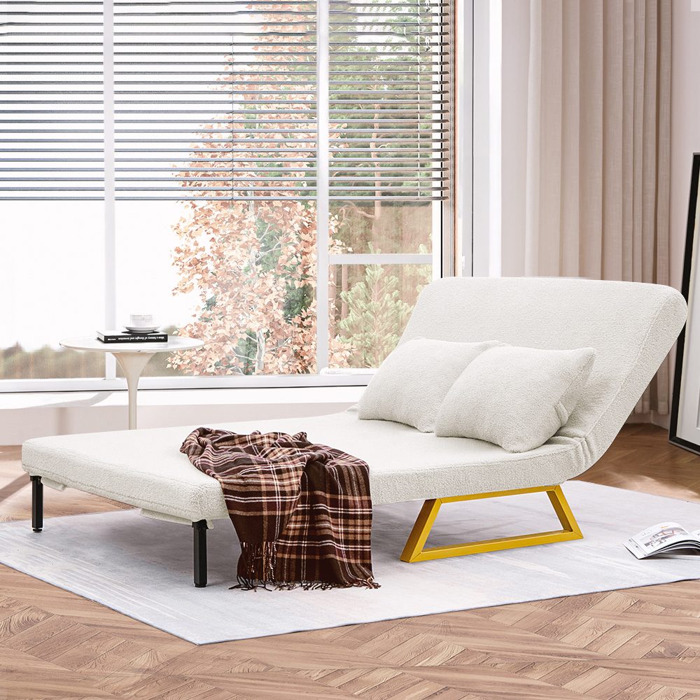 Furb Sofa Bed Lounge Chair Sherpa Fabric Folding Recliner Single/Double Seat - Picture 15 of 99