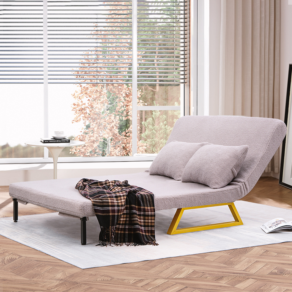 Furb Sofa Bed Lounge Chair Sherpa Fabric Folding Recliner Single/Double Seat - Picture 26 of 99