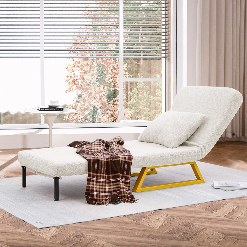 Furb Sofa Bed Lounge Chair Sherpa Fabric Folding Recliner Single/Double Seat - Picture 37 of 99