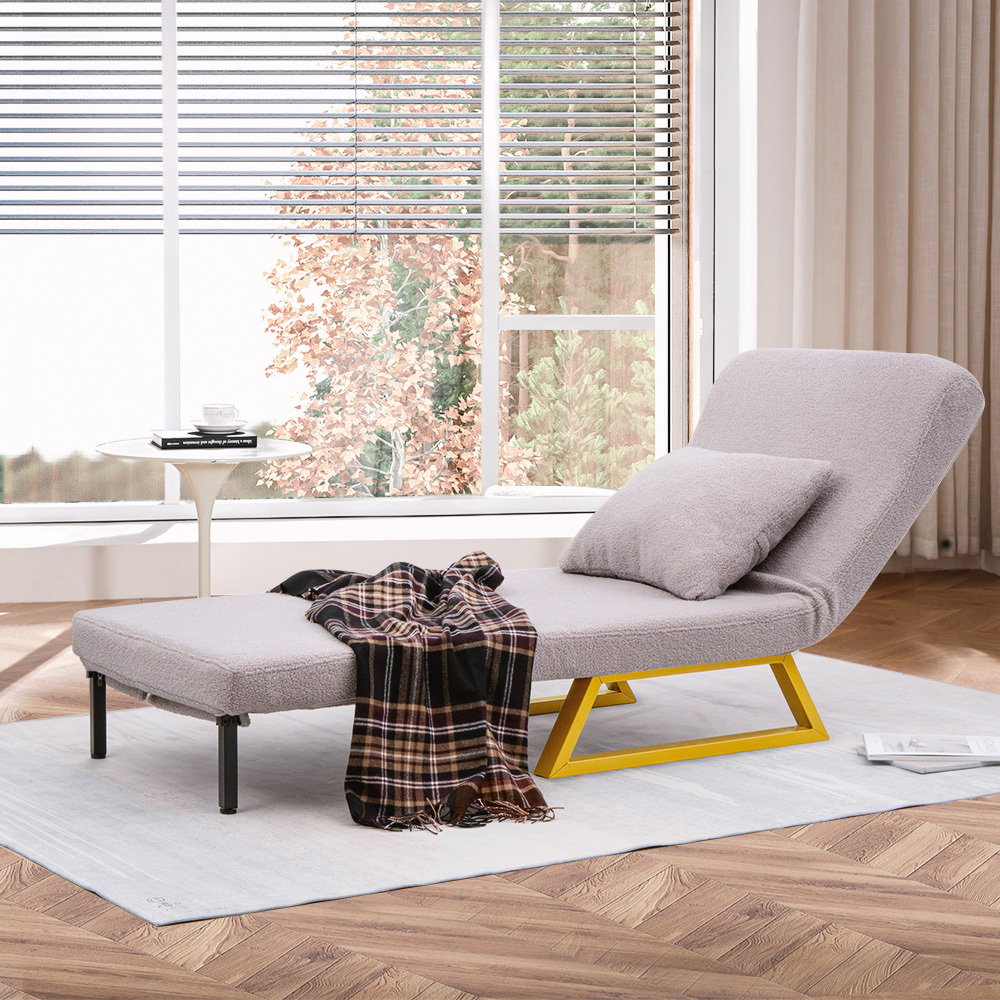 Furb Sofa Bed Lounge Chair Sherpa Fabric Folding Recliner Single/Double Seat - Picture 48 of 99