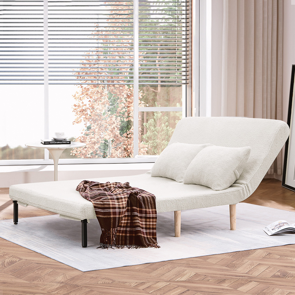 Furb Sofa Bed Lounge Chair Sherpa Fabric Folding Recliner Single/Double Seat - Picture 59 of 99