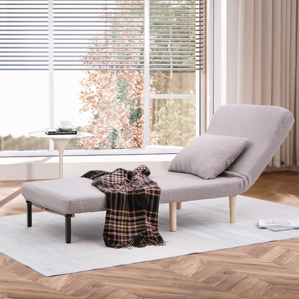 Furb Sofa Bed Lounge Chair Sherpa Fabric Folding Recliner Single/Double Seat - Picture 92 of 99