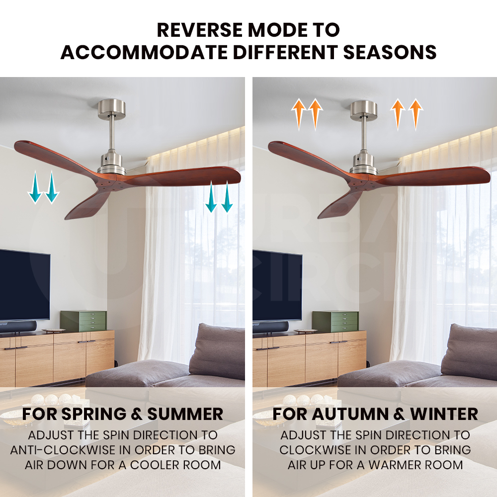 Krear 52" Inch Ceiling Fan Wooden Blades DC Motor Fans Light LED Remote Control - Picture 16 of 312