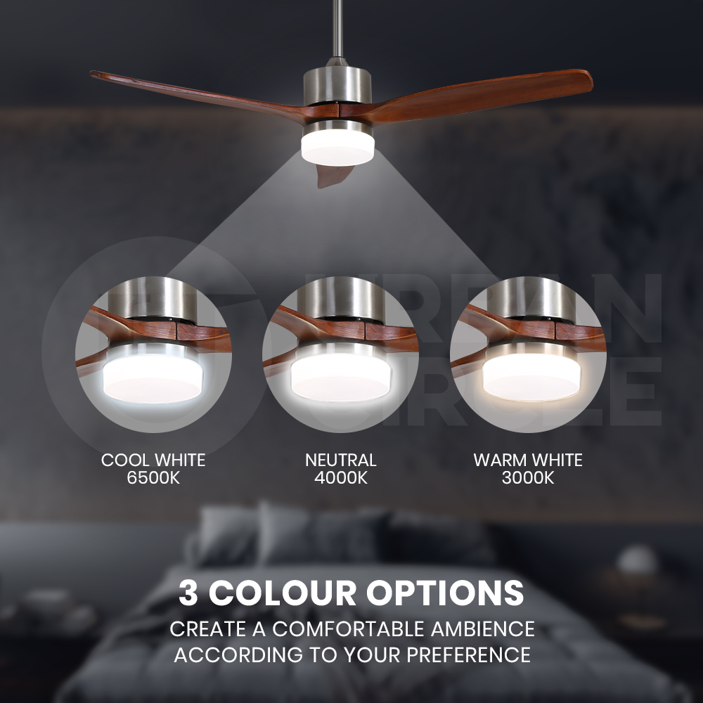 Krear 52" Inch Ceiling Fan Wooden Blades DC Motor Fans Light LED Remote Control - Picture 52 of 312
