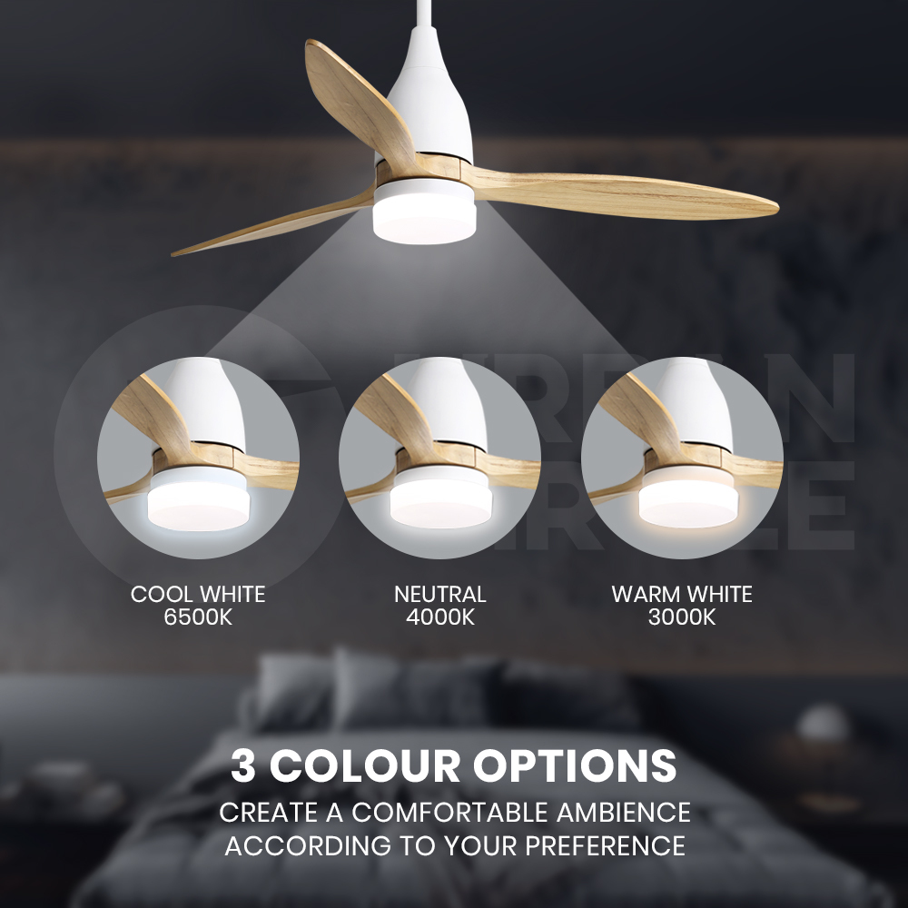 Krear 52" Inch Ceiling Fan Wooden Blades DC Motor Fans Light LED Remote Control - Picture 88 of 312