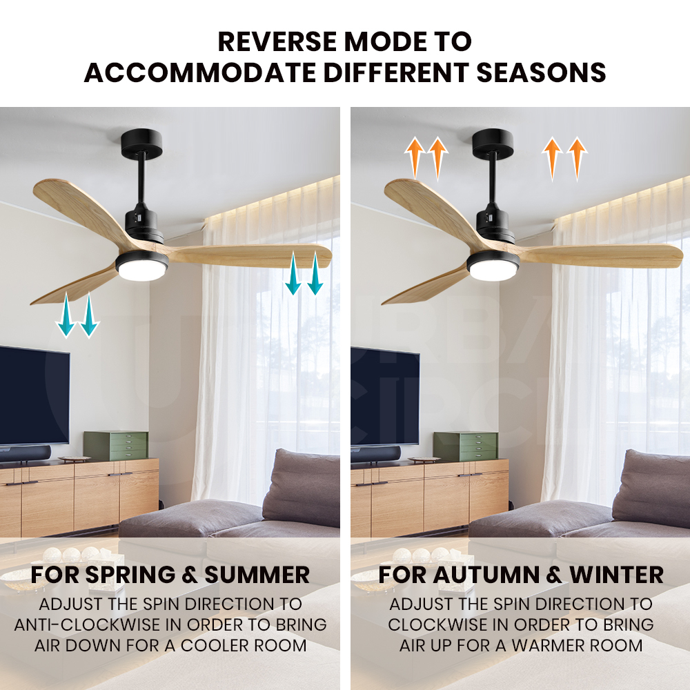 Krear 52" Inch Ceiling Fan Wooden Blades DC Motor Fans Light LED Remote Control - Picture 100 of 312