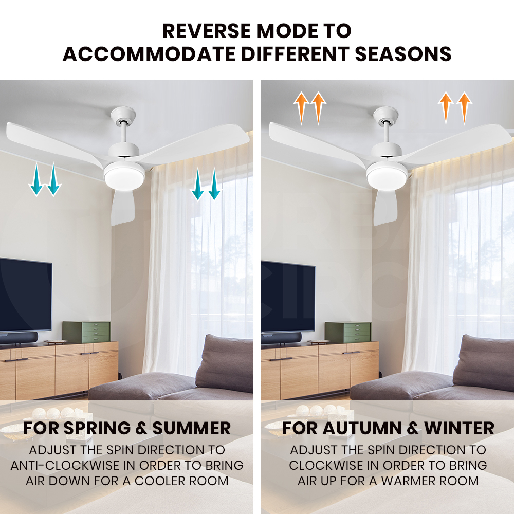 Krear Ceiling Fan With Light Remote Control 52'' DC Wood Blade Strong Wind Timer - Picture 48 of 55