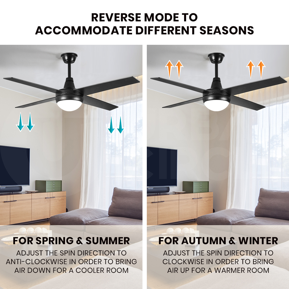 Krear 52'' Ceiling Fan with LED Light Remote Control Fans 4 Wood Blades 1320mm - Picture 15 of 88