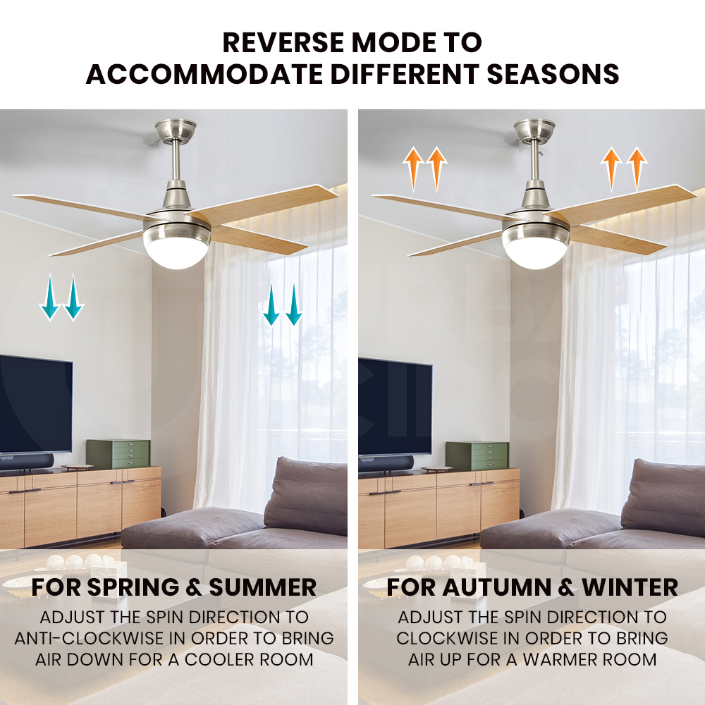 Krear 52'' Ceiling Fan with LED Light Remote Control Fans 4 Wood Blades 1320mm - Picture 37 of 88