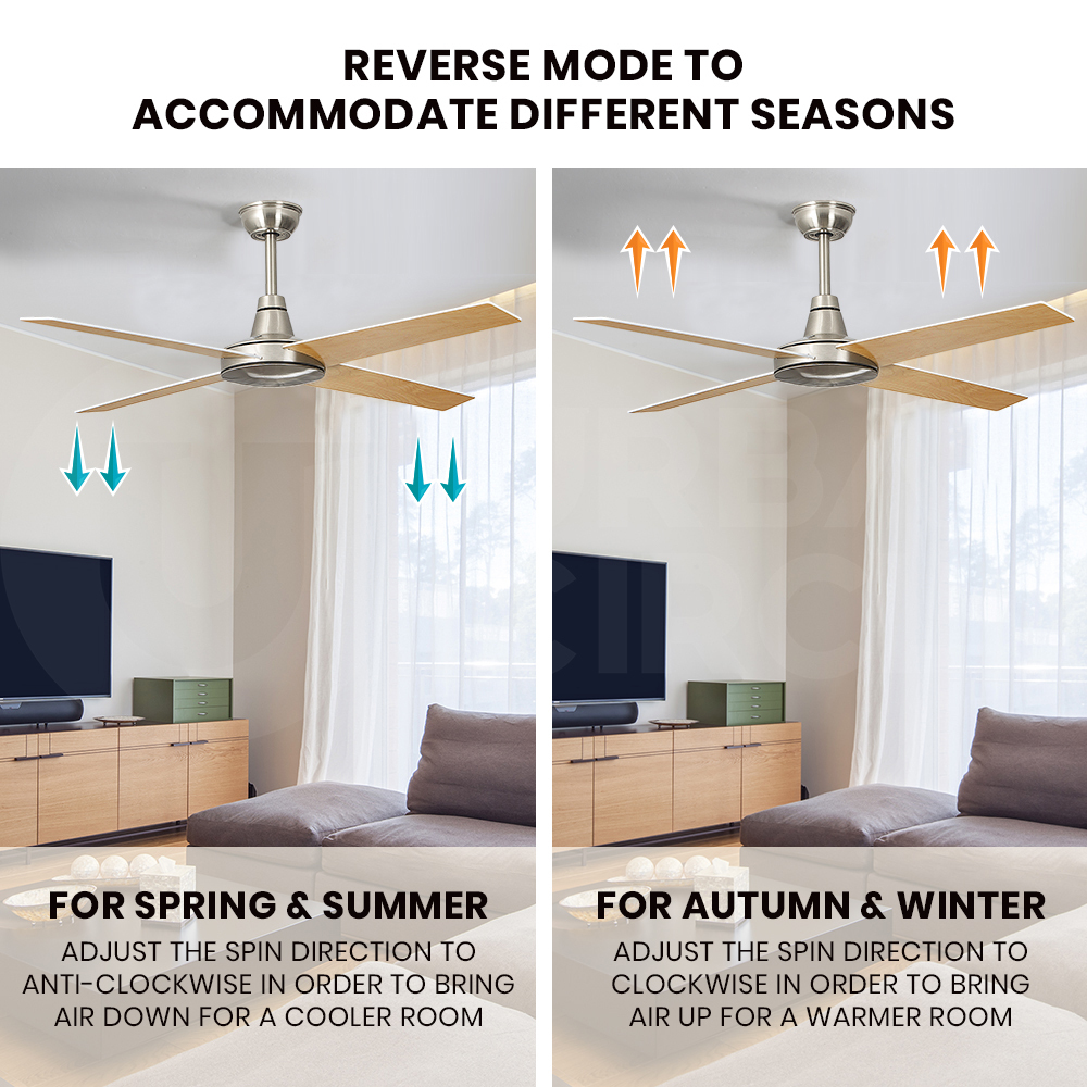 Krear 52'' Ceiling Fan with LED Light Remote Control Fans 4 Wood Blades 1320mm - Picture 70 of 88