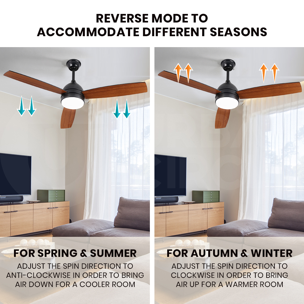 Krear 52" Inch Ceiling Fan Wooden Blades DC Motor Fans Light LED Remote Control - Picture 292 of 312