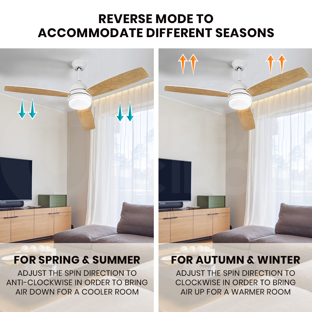 Krear 52'' Wood Ceiling Fan DC Motor with LED Light Remote Control 3 Blades Home - Picture 25 of 32