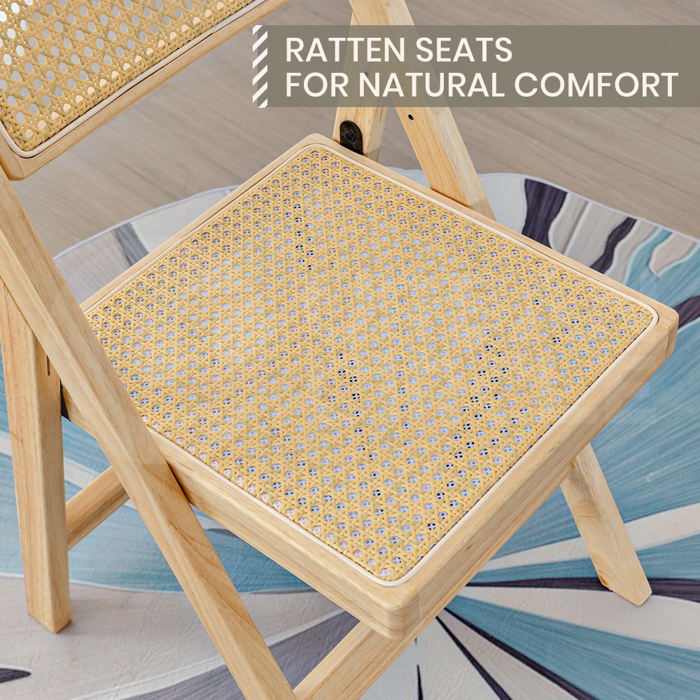 Furb 2x Dining Chairs Rattan Chair Wooden Accent Chair Oak - Picture 13 of 45