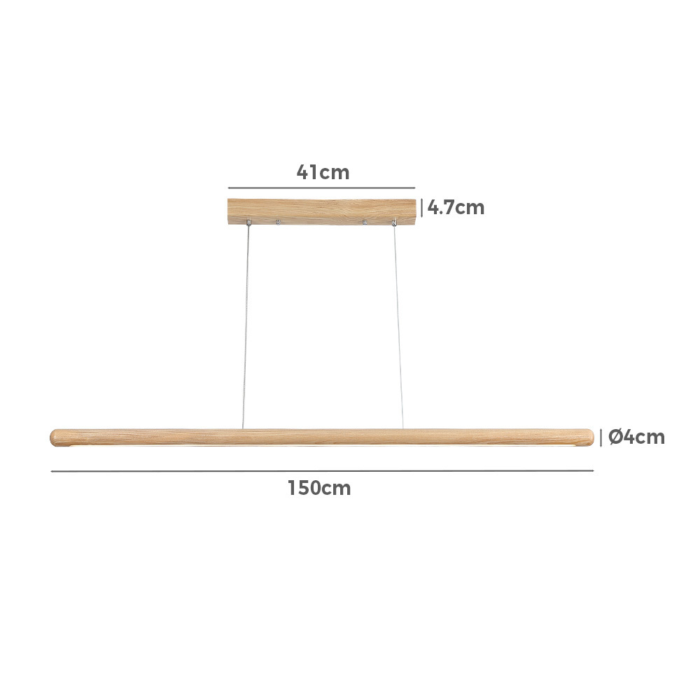 Krear Wooden Pendant Light Solid Wood LED Strips Linear Lighting 1.2M/1.5M/1.8M - Picture 15 of 197