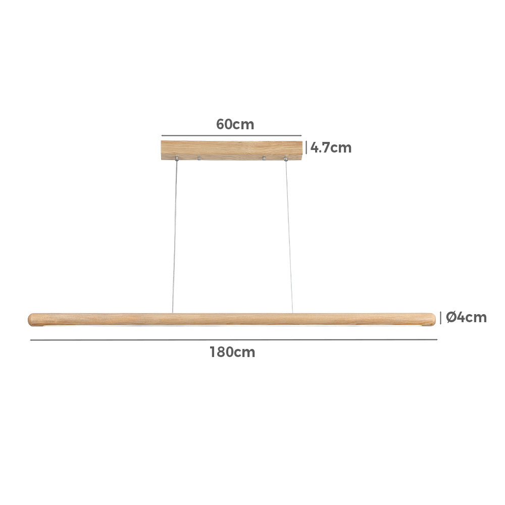 Krear Wooden Pendant Light Solid Wood LED Strips Linear Lighting 1.2M/1.5M/1.8M - Picture 21 of 197