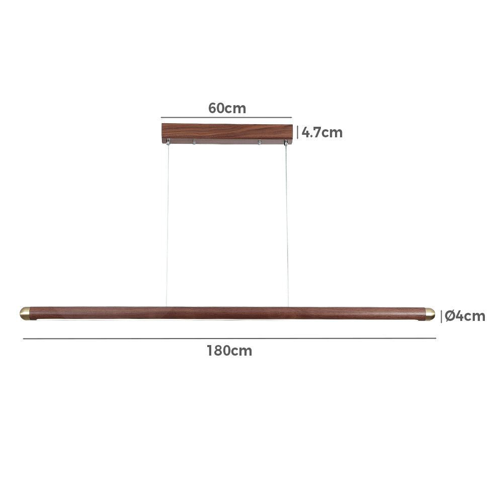 Krear Wooden Pendant Light Solid Wood LED Strips Linear Lighting 1.2M/1.5M/1.8M - Picture 39 of 197